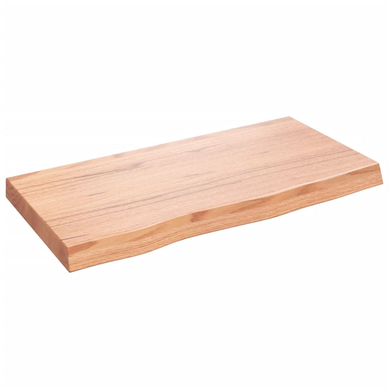 Wandschap 80x40x6 cm behandeld massief eikenhout lichtbruin