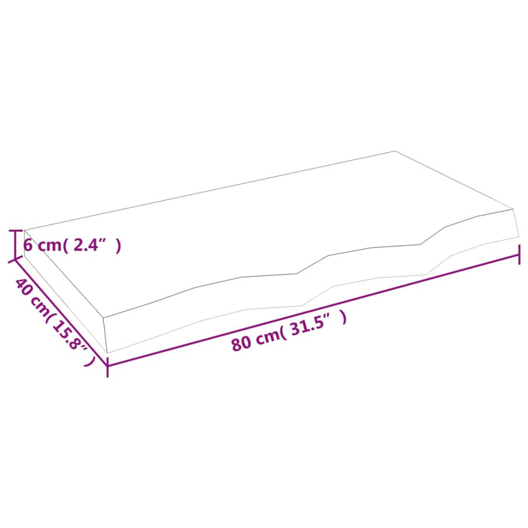 Wandschap 80x40x6 cm behandeld massief eikenhout lichtbruin