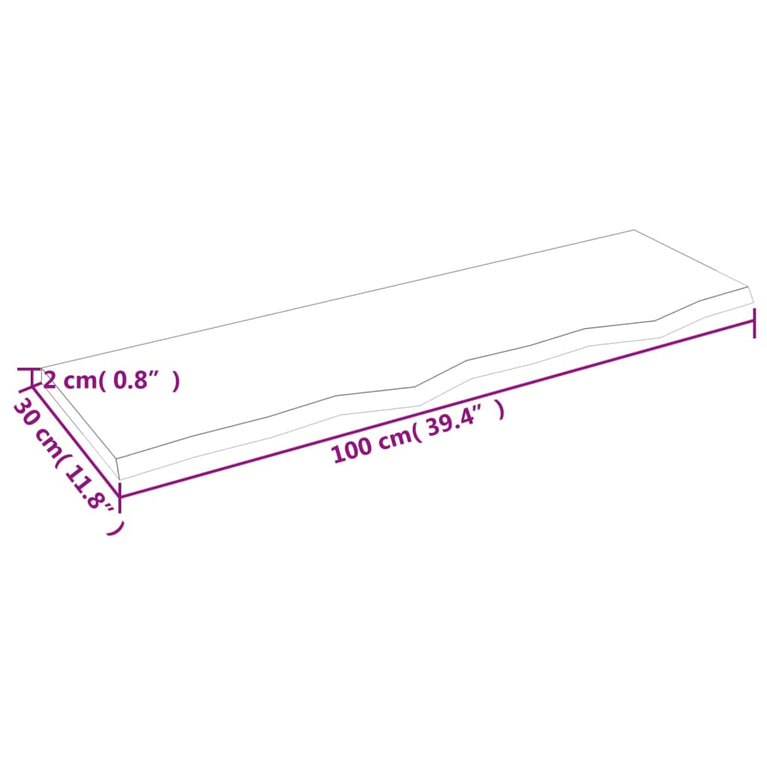 Wandschap 100x30x2 cm behandeld massief eikenhout lichtbruin