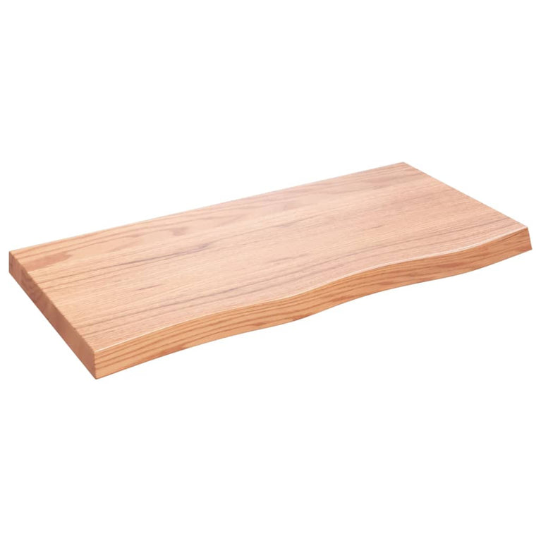 Wandschap 100x50x6 cm behandeld massief eikenhout lichtbruin