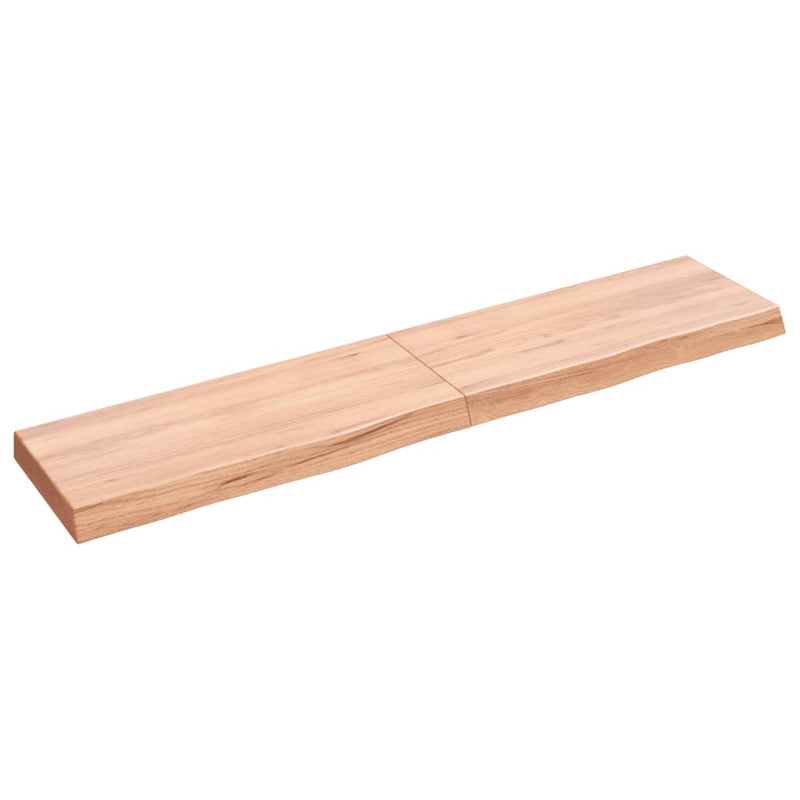 Wandschap 140x30x6 cm behandeld massief eikenhout lichtbruin