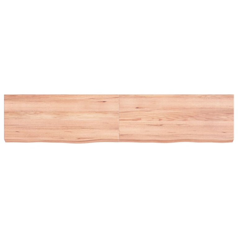 Wandschap 140x30x6 cm behandeld massief eikenhout lichtbruin