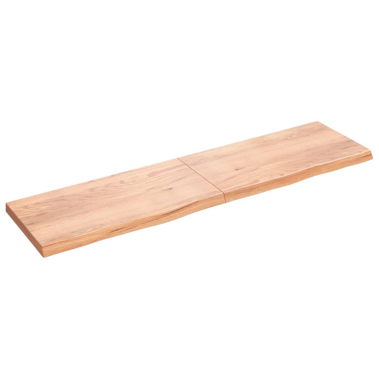 Wandschap 200x50x6 cm behandeld massief eikenhout lichtbruin