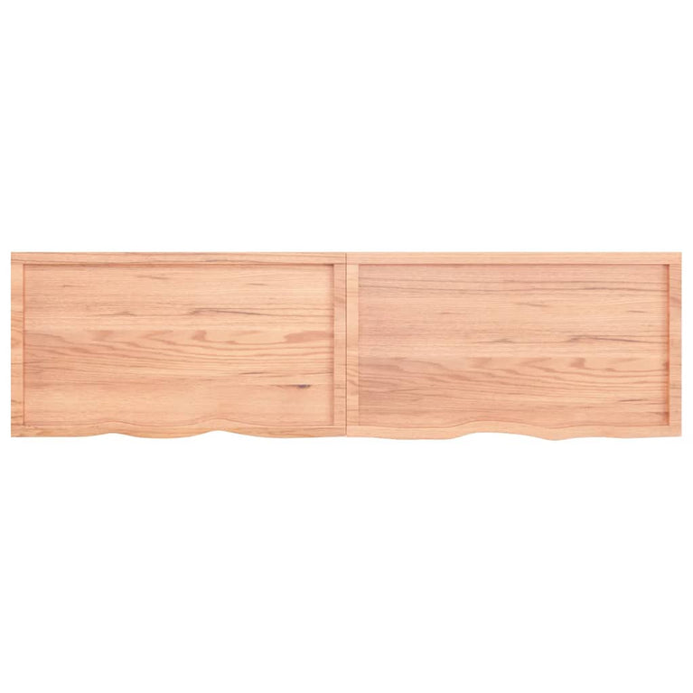 Wandschap 220x60x4 cm behandeld massief eikenhout lichtbruin