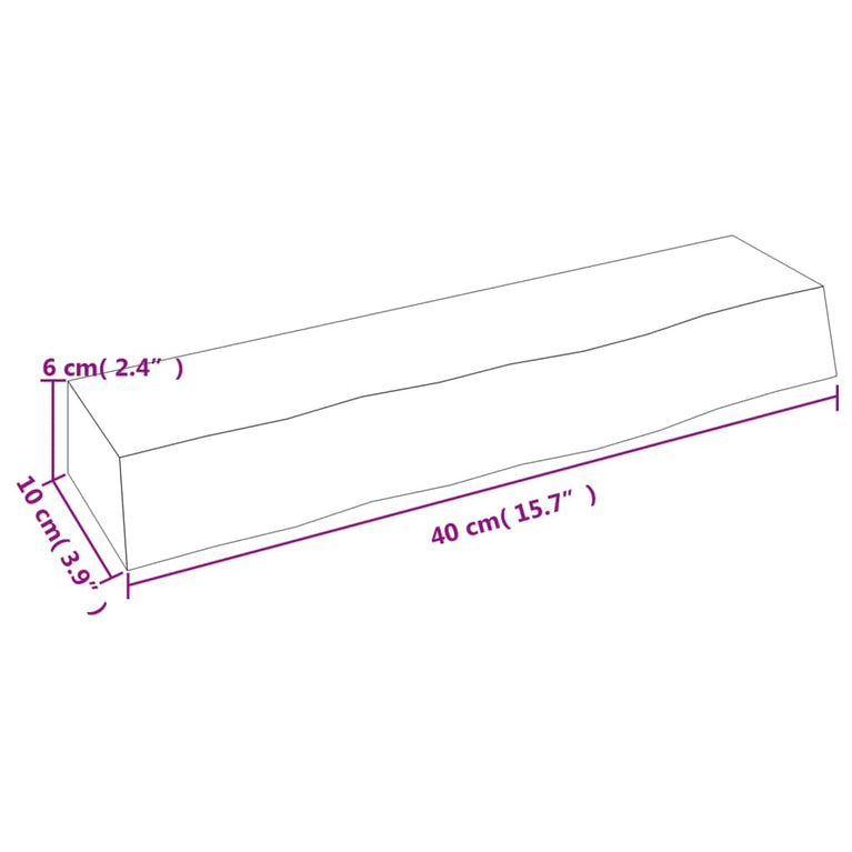 Wandschap 40x10x6 cm behandeld massief eikenhout donkergrijs