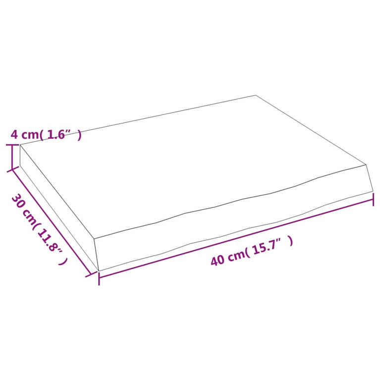 Wandschap 40x30x4 cm behandeld massief eikenhout donkergrijs