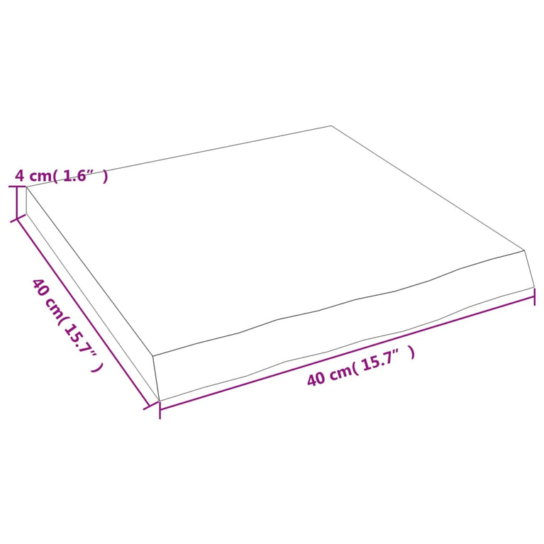 Wandschap 40x40x4 cm behandeld massief eikenhout donkergrijs