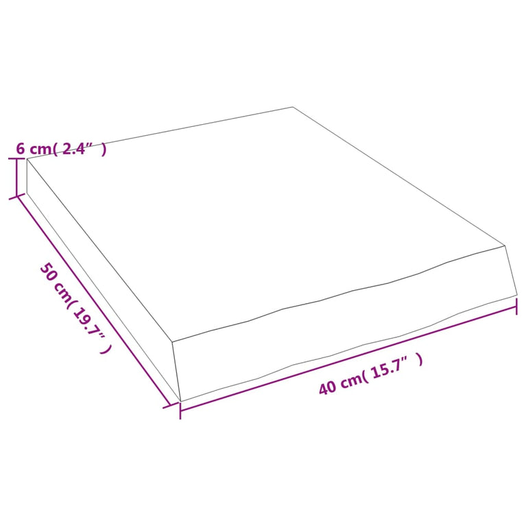 Wandschap 40x50x6 cm behandeld massief eikenhout donkergrijs