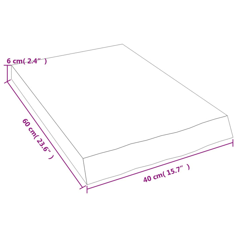 Wandschap 40x60x6 cm behandeld massief eikenhout donkergrijs