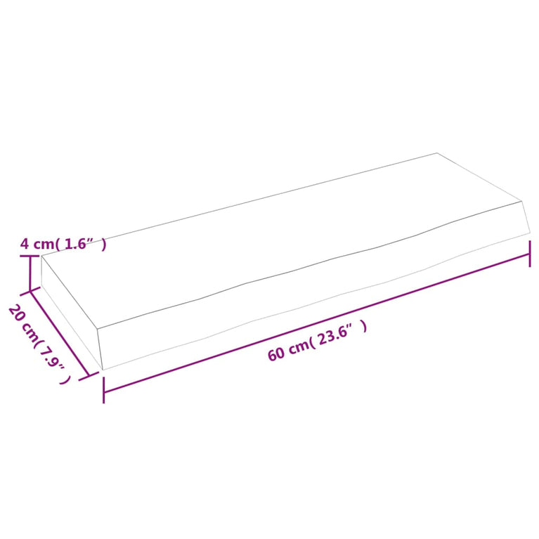 Wandschap 60x20x4 cm behandeld massief eikenhout donkergrijs