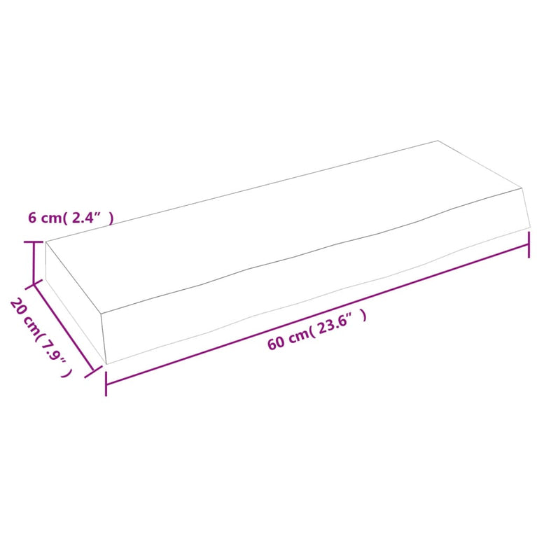 Wandschap 60x20x6 cm behandeld massief eikenhout donkergrijs