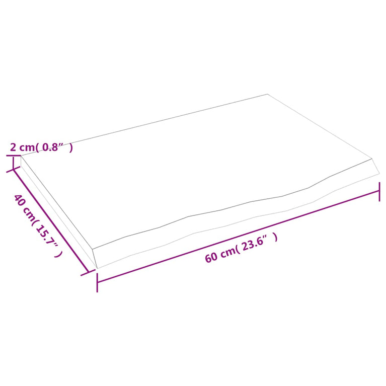 Wandschap 60x40x2 cm behandeld massief eikenhout donkerbruin