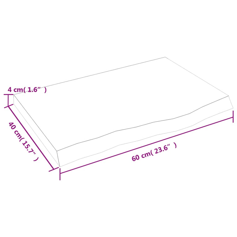 Wandschap 60x40x(2-4)cm behandeld massief eikenhout donkerbruin