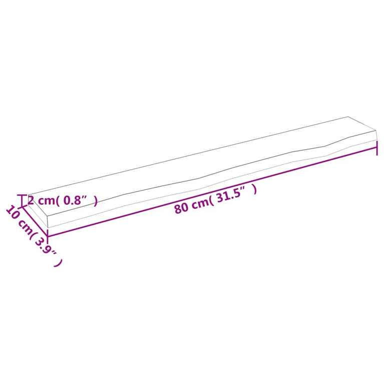 Wandschap 80x10x2 cm behandeld massief eikenhout