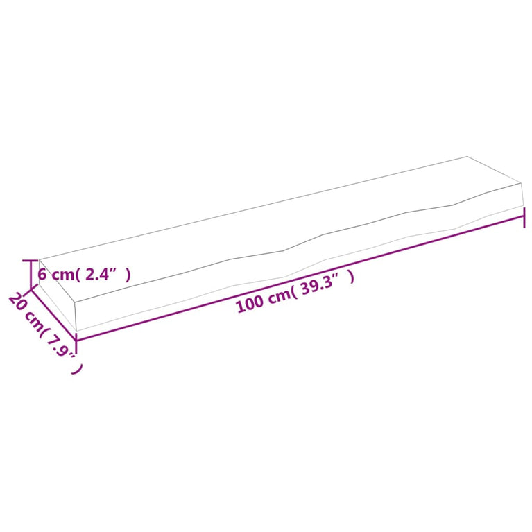 Wandschap 100x20x6 cm behandeld massief eikenhout donkergrijs