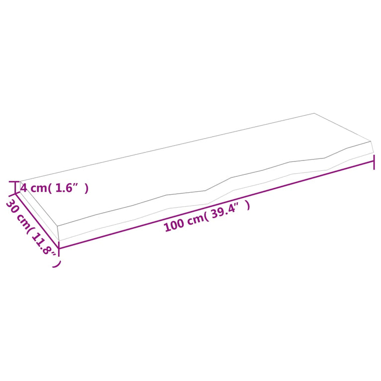 Wandschap 100x30x4 cm behandeld massief eikenhout donkergrijs