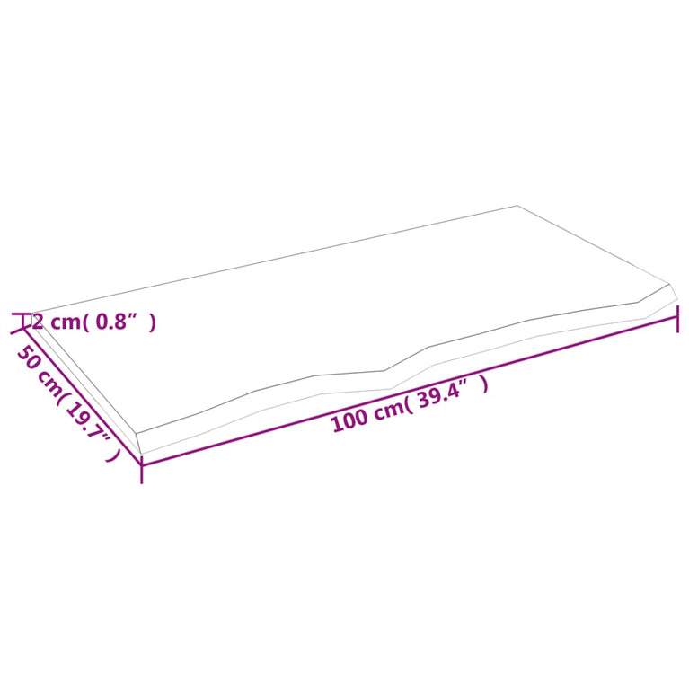 Wandschap 100x50x2 cm behandeld massief eikenhout donkergrijs