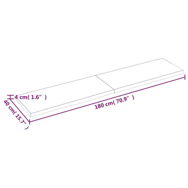 Wandschap 180x40x4 cm behandeld massief eikenhout donkergrijs