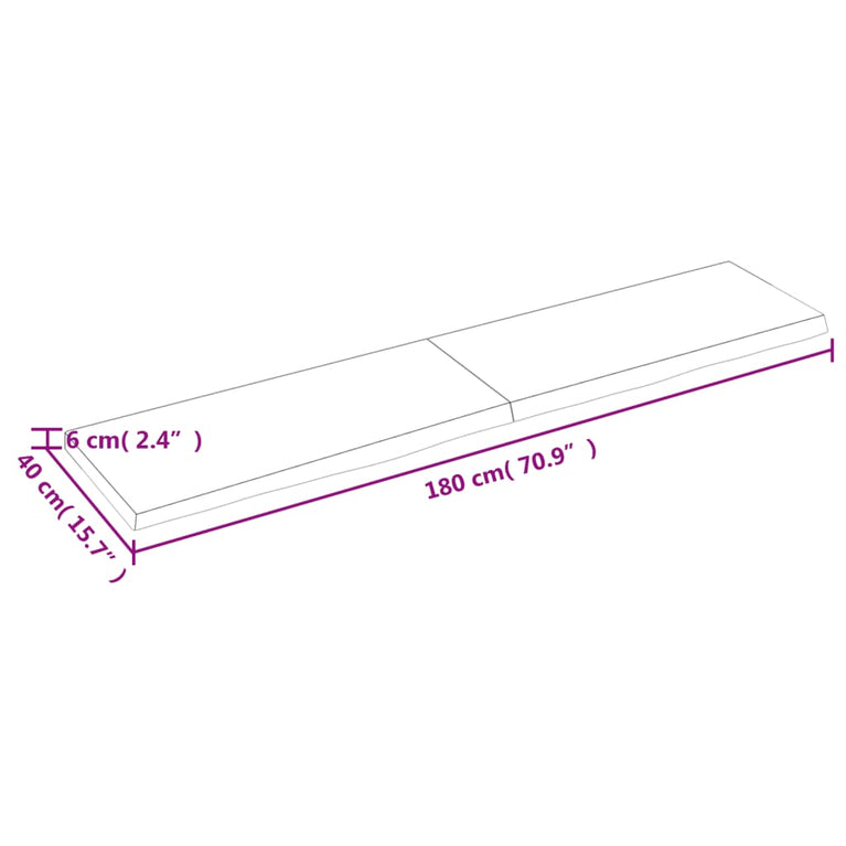 Wandschap 180x40x6 cm behandeld massief eikenhout donkergrijs