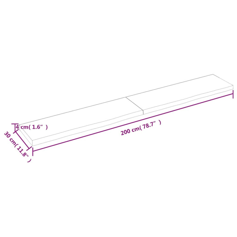 Wandschap 200x30x4 cm behandeld massief eikenhout donkergrijs