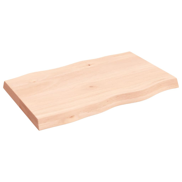 Tafelblad natuurlijke rand 80x50x6 cm massief eikenhout