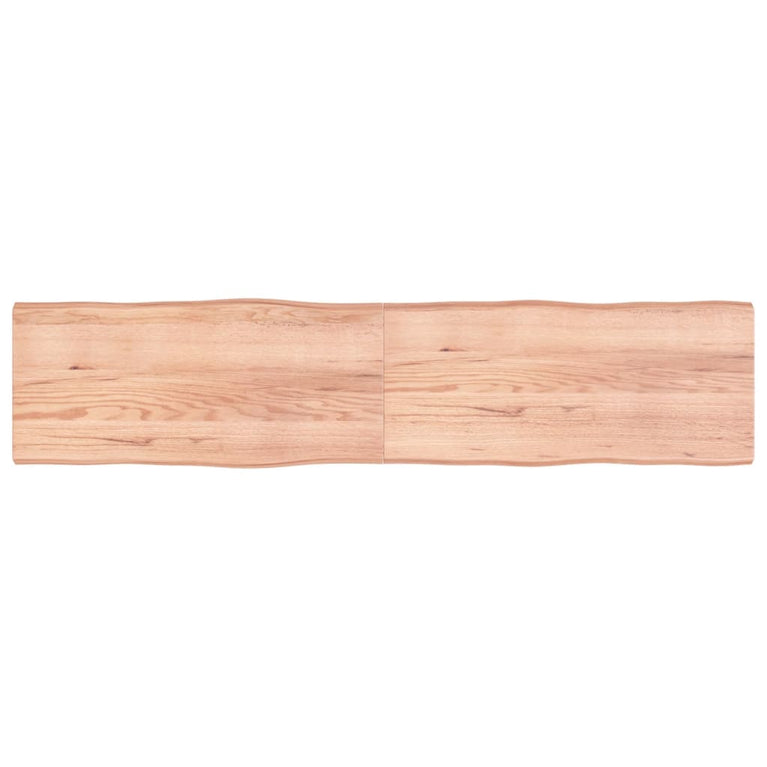 Tafelblad natuurlijke rand 220x50x4 cm eikenhout lichtbruin