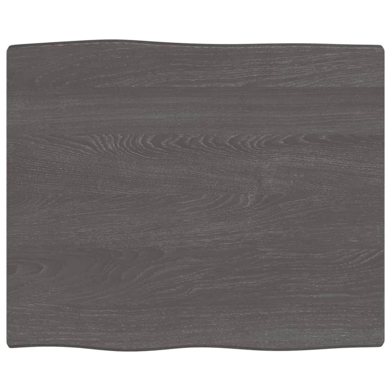 Tafelblad natuurlijke rand 60x50x2 cm eikenhout donkerbruin