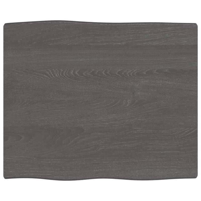 Tafelblad natuurlijke rand 60x50x2 cm eikenhout donkerbruin