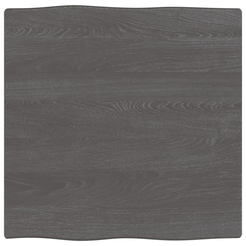 Tafelblad natuurlijke rand 60x60x2 cm eikenhout donkerbruin