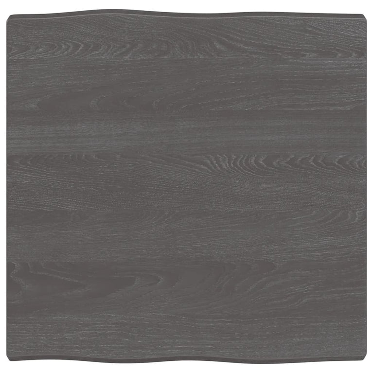 Tafelblad natuurlijke rand 60x60x4 cm eikenhout donkerbruin