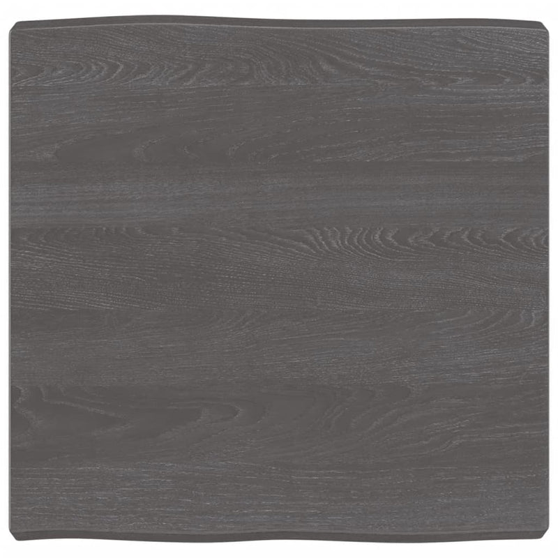 Tafelblad natuurlijke rand 60x60x6 cm eikenhout donkerbruin