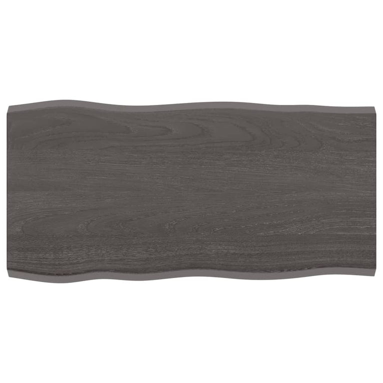 Tafelblad natuurlijke rand 80x40x2 cm eikenhout donkerbruin