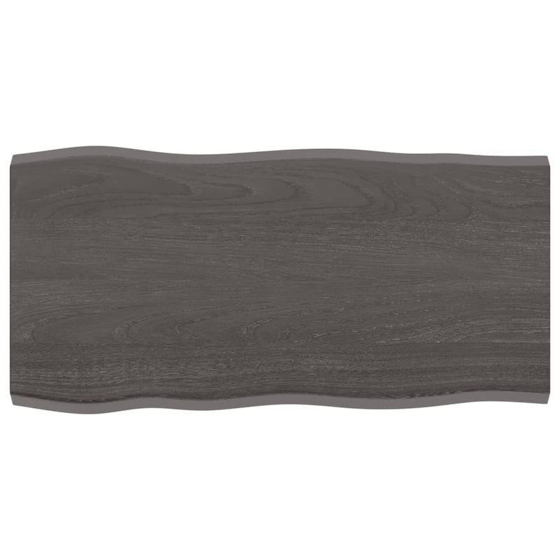 Tafelblad natuurlijke rand 80x40x2 cm eikenhout donkerbruin