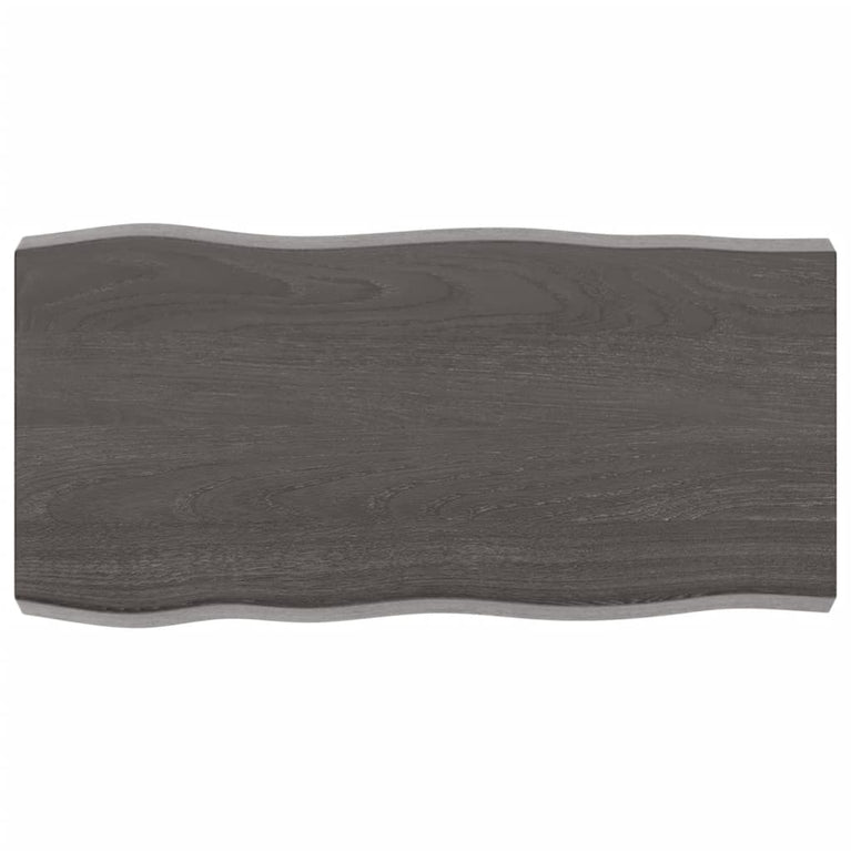 Tafelblad natuurlijke rand 80x40x6 cm eikenhout donkerbruin