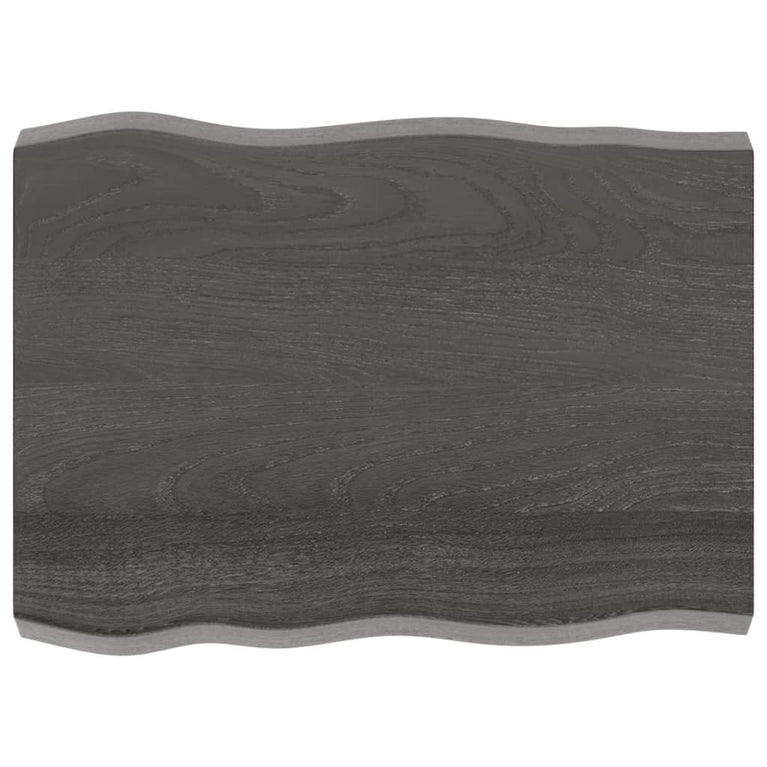 Tafelblad natuurlijke rand 80x60x6 cm eikenhout donkerbruin