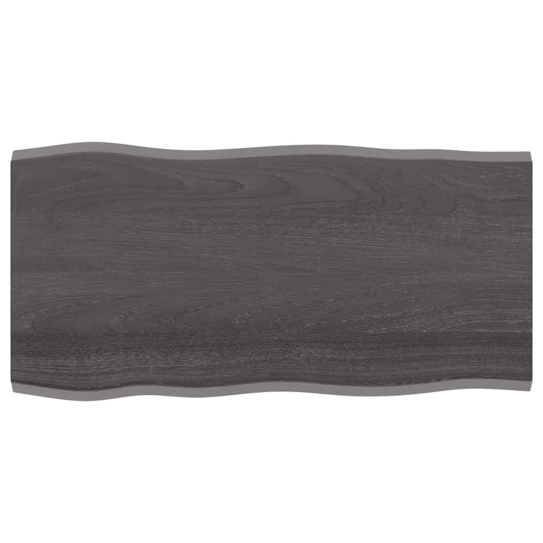 Tafelblad natuurlijke rand 100x50x2 cm eikenhout donkerbruin