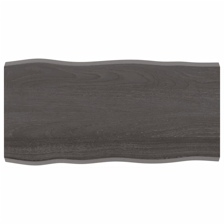 Tafelblad natuurlijke rand 100x50x4 cm eikenhout donkerbruin