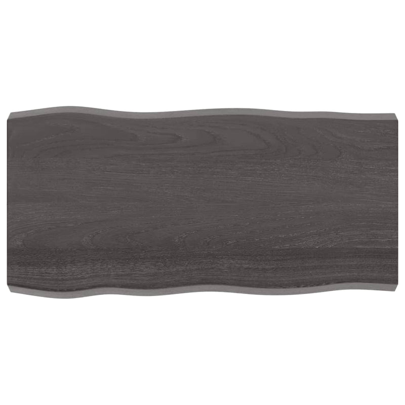 Tafelblad natuurlijke rand 100x50x6 cm eikenhout donkerbruin