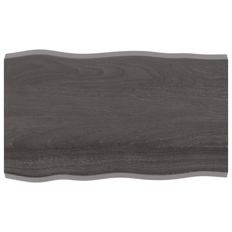 Tafelblad natuurlijke rand 100x60x4 cm eikenhout donkerbruin