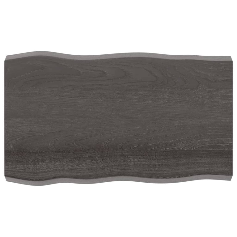 Tafelblad natuurlijke rand 100x60x6 cm eikenhout donkerbruin