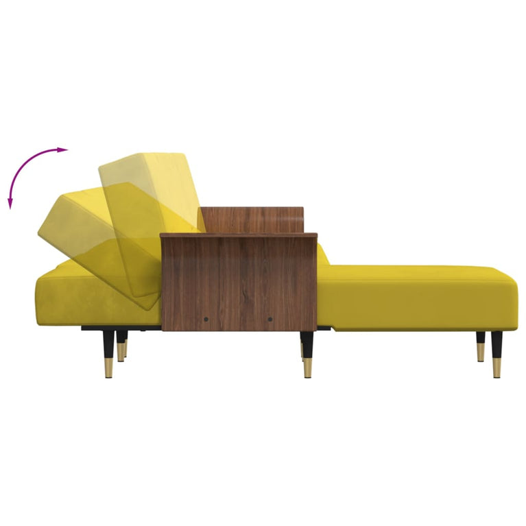 Slaapbank L-vormig 279x140x70 cm fluweel geel