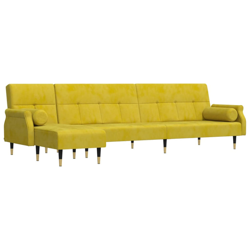 Slaapbank L-vormig 271x140x70 cm fluweel geel