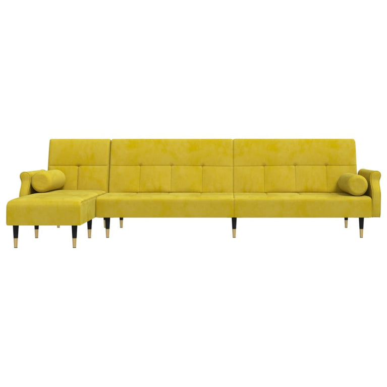 Slaapbank L-vormig 271x140x70 cm fluweel geel