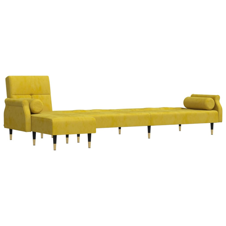 Slaapbank L-vormig 271x140x70 cm fluweel geel