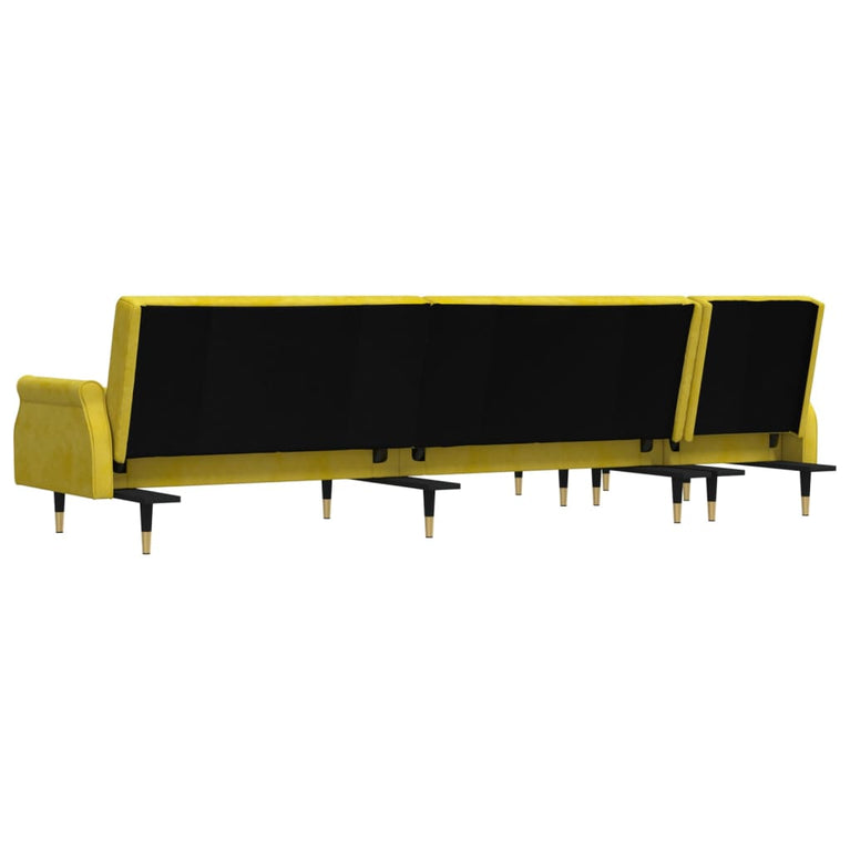 Slaapbank L-vormig 271x140x70 cm fluweel geel