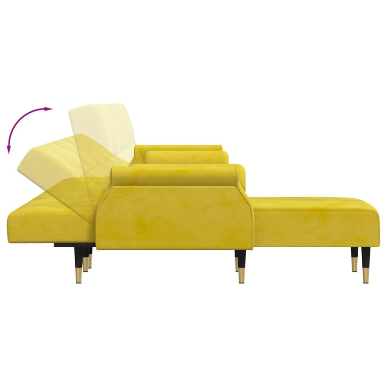Slaapbank L-vormig 271x140x70 cm fluweel geel