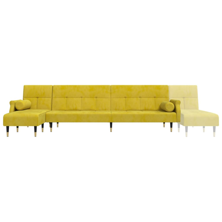 Slaapbank L-vormig 271x140x70 cm fluweel geel