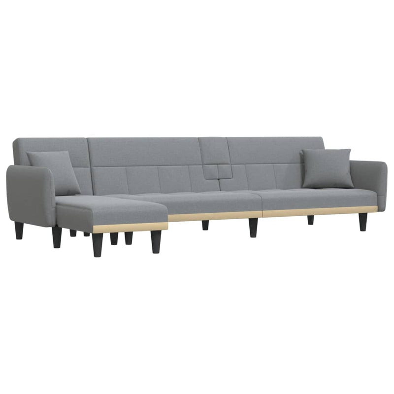 Slaapbank L-vormig 275x140x70 cm stof lichtgrijs