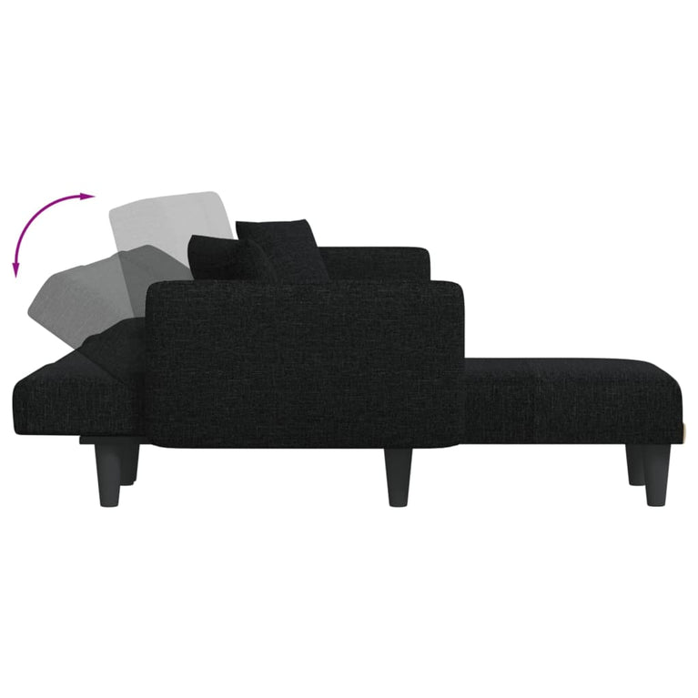 Slaapbank L-vormig 275x140x70 cm stof zwart