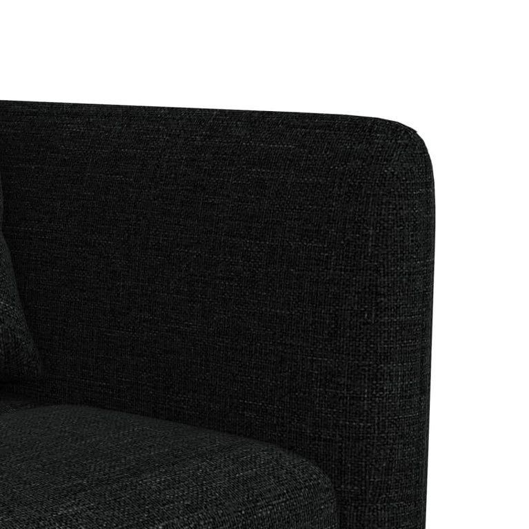 Slaapbank L-vormig 275x140x70 cm stof zwart